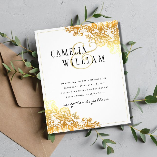 Elegante Clássico de Casamento Branco Dourado de L (Criador carregado)