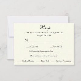 Elegante Clássico Minimalista RSVP de Resposta