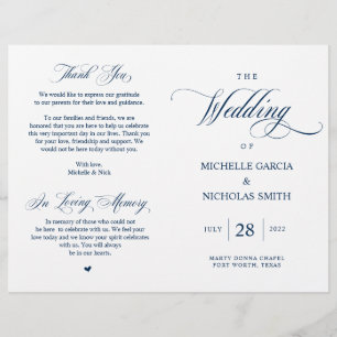 Elegante Classy Marinho Blue, Programa de Casament