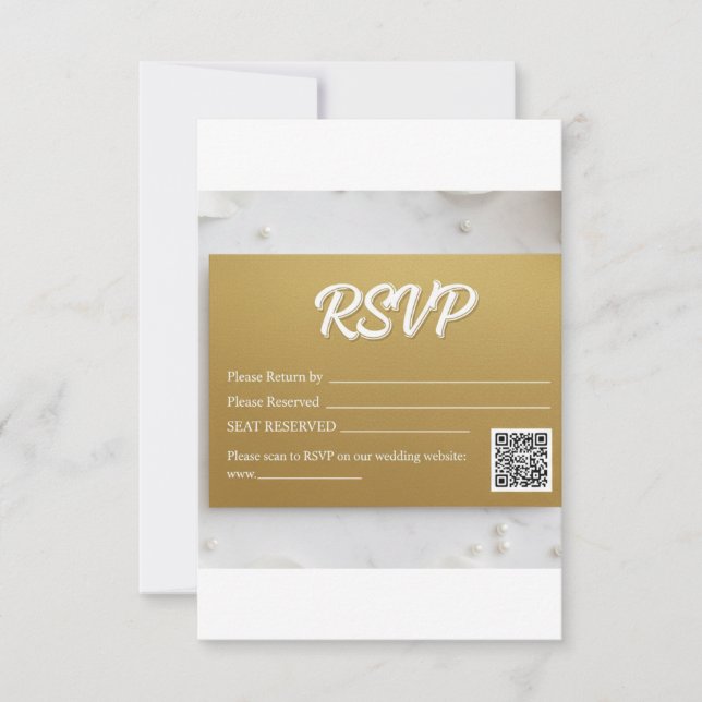 Elegante Código QR de Resposta de Casamento em Fol (Frente)