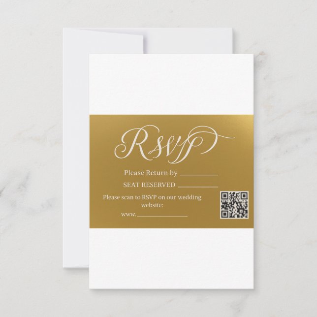 Elegante Código QR de Resposta de Casamento em Scr (Frente)