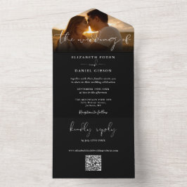 Elegante Código QR Preto e Branco Foto de Casament