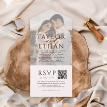 Elegante Código QR Preto Foto Casamento