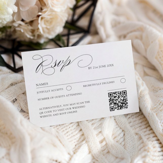 Elegante Código QR RSVP Casamento Script Clássico (Criador carregado)