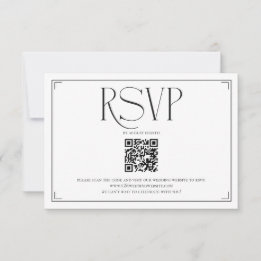 Elegante Código QR RSVP Preto Branco Casamento