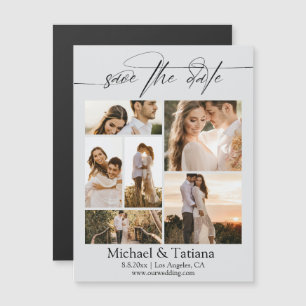 elegante colagem de 6 fotos ímã de save the date