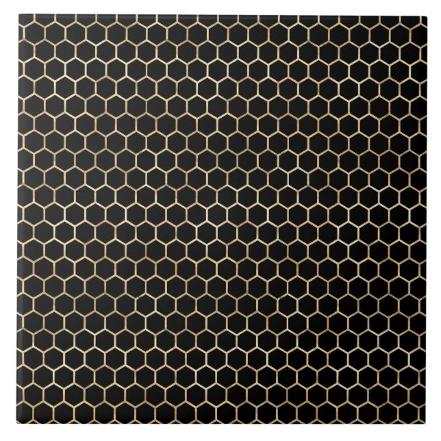 Elegante Colmeia de Mel Dourado Preto (Frente)