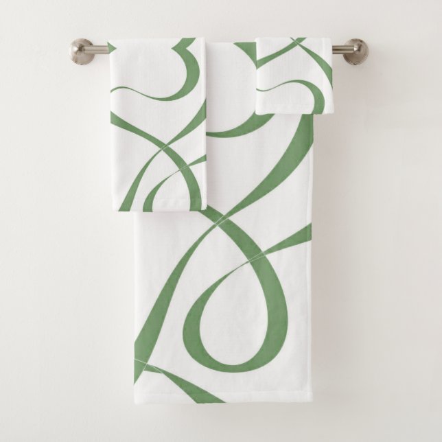 Elegante Conjunto de Toalhas Verde Sage Abstrato d (Insitu)