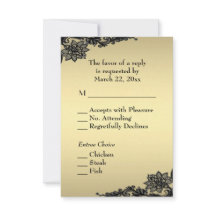 Elegante Convite com Menu e Renda Dourada