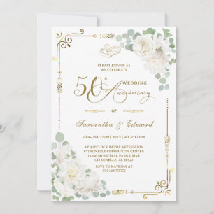 Elegante Convite de 50º Aniversário de Casamento