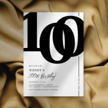 Elegante Convite de Aniversário de 100 Anos Marco 