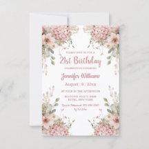 Elegante Convite de Aniversário de 21 Anos com Ros