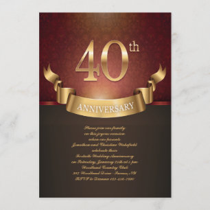 Elegante Convite de Aniversário de 40 Anos de Casa
