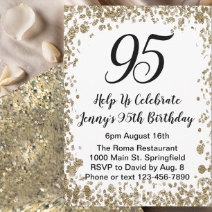 Elegante Convite de Aniversário de 95 Anos para El