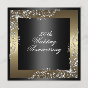 Elegante convite de aniversário de casamento Preto