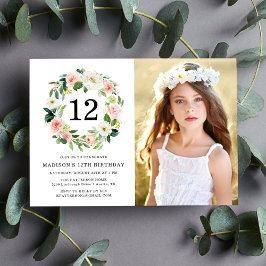 Elegante Convite de Aniversário de Fotos Florais R