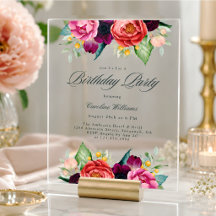 Elegante Convite de Aniversário Floral Rústico par
