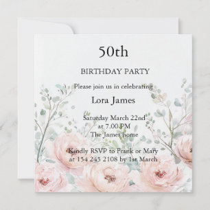 Elegante Convite de Aniversário Floral Sofisticado