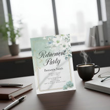 Elegante Convite de Aposentadoria Floral em Aquare