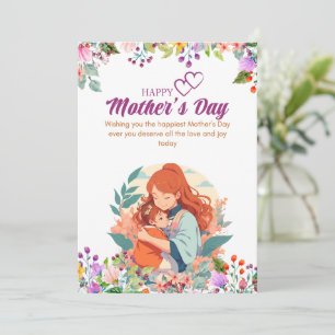 Elegante Convite de Arte Floral do Dia das Mães Fe
