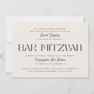Elegante Convite de Bar Mitzvah em Marfim Macio   