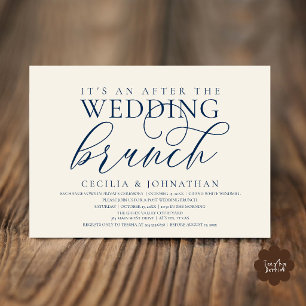 Elegante Convite de Brunch Após o Casamento Azul M