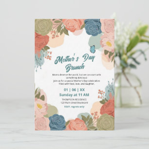 Elegante Convite de Brunch do Dia das Mães com Flo