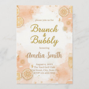 Elegante Convite de Brunch & Espumante – Pêssego