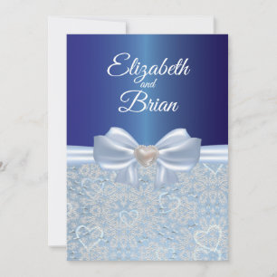 Elegante convite de casamento azul real
