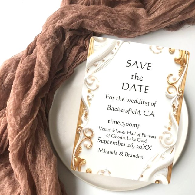 "Elegante Convite de Casamento Botânico Dourado -  (Criador carregado)