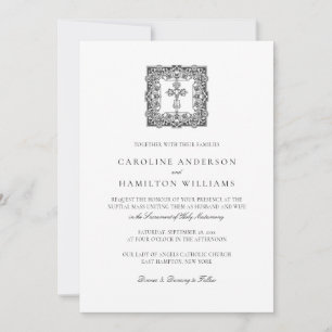 Elegante Convite de Casamento Católico Simples Pre