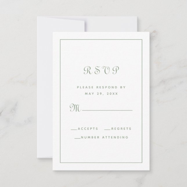 Elegante Convite de Casamento Clássico Verde (Frente)