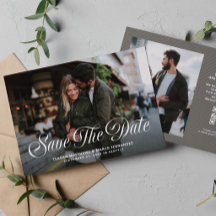 Elegante convite de casamento com duas fotos em le
