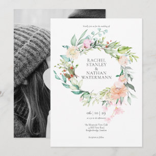 Elegante Convite de Casamento com Foto Floral em A