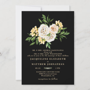 Elegante Convite de Casamento com Peônias Florais