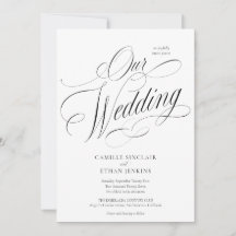 Elegante Convite de Casamento com QR Code Tudo em