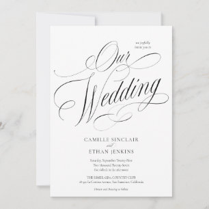 Elegante Convite de Casamento com QR Code Tudo em