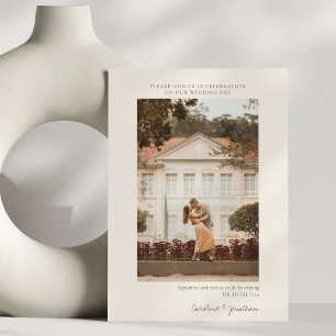 Elegante Convite de Casamento com RSVP e Dois Foto