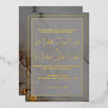 Elegante Convite de Casamento com Tinta Alcoólica 