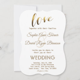 Elegante Convite de casamento de Tipografia Gold