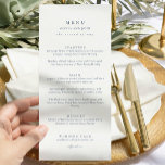 Elegante convite de casamento em azul empoeirado,<br><div class="desc">Elegante cardápio de casamento preto e branco,  escrito à mão,  frente e verso com mensagem no verso do cartão</div>