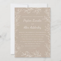Elegante Convite de Casamento em Creme Bege com Ar