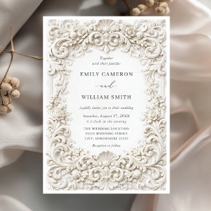 Elegante Convite de Casamento em Moldura Barroca