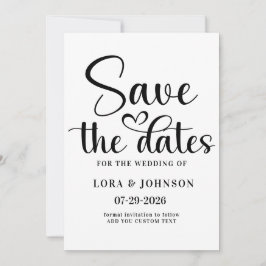 Elegante convite de casamento em preto e branco co