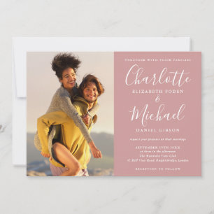 Elegante Convite de Casamento em Script com Foto D