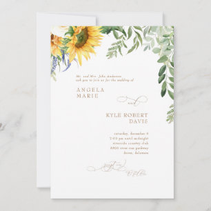 Elegante Convite de Casamento Eucalipto Girassol O