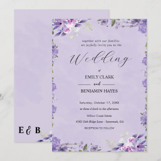 Elegante Convite de Casamento Floral em Aquarela R