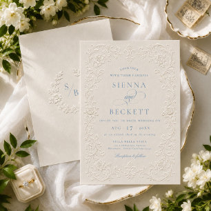 Elegante Convite de Casamento Floral Ornado com Re