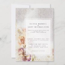 Elegante Convite de Casamento Floral Pintado à Agu