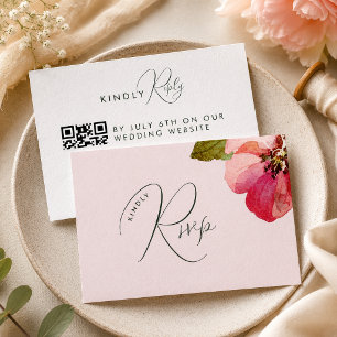 Elegante Convite de Casamento Floral Rosa Coral em